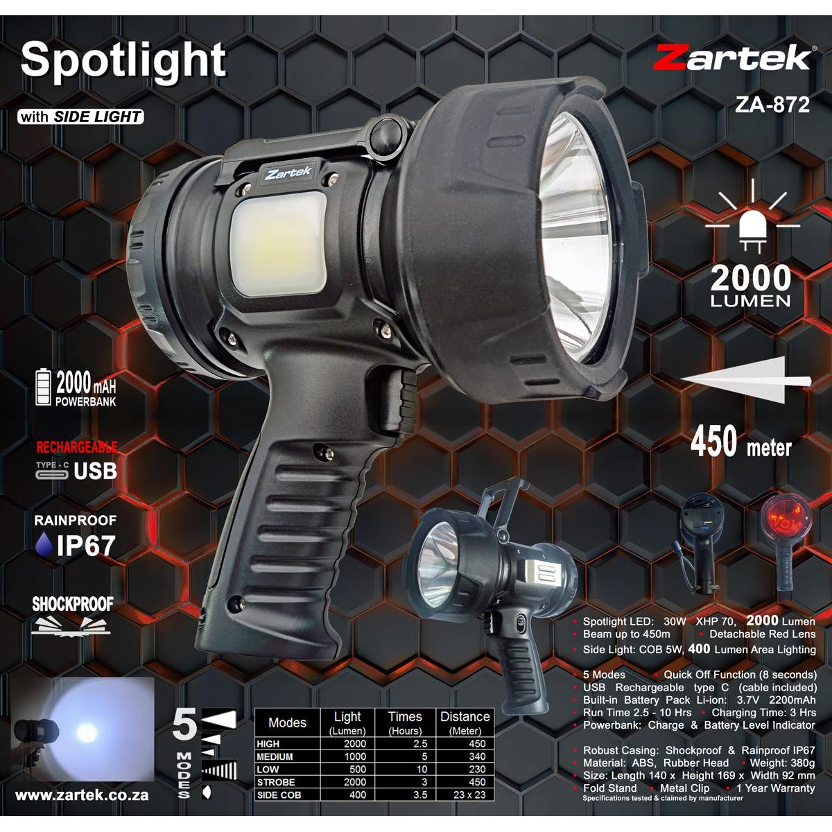 Zartek 2000 Lumens Spotlight (ZA-872)