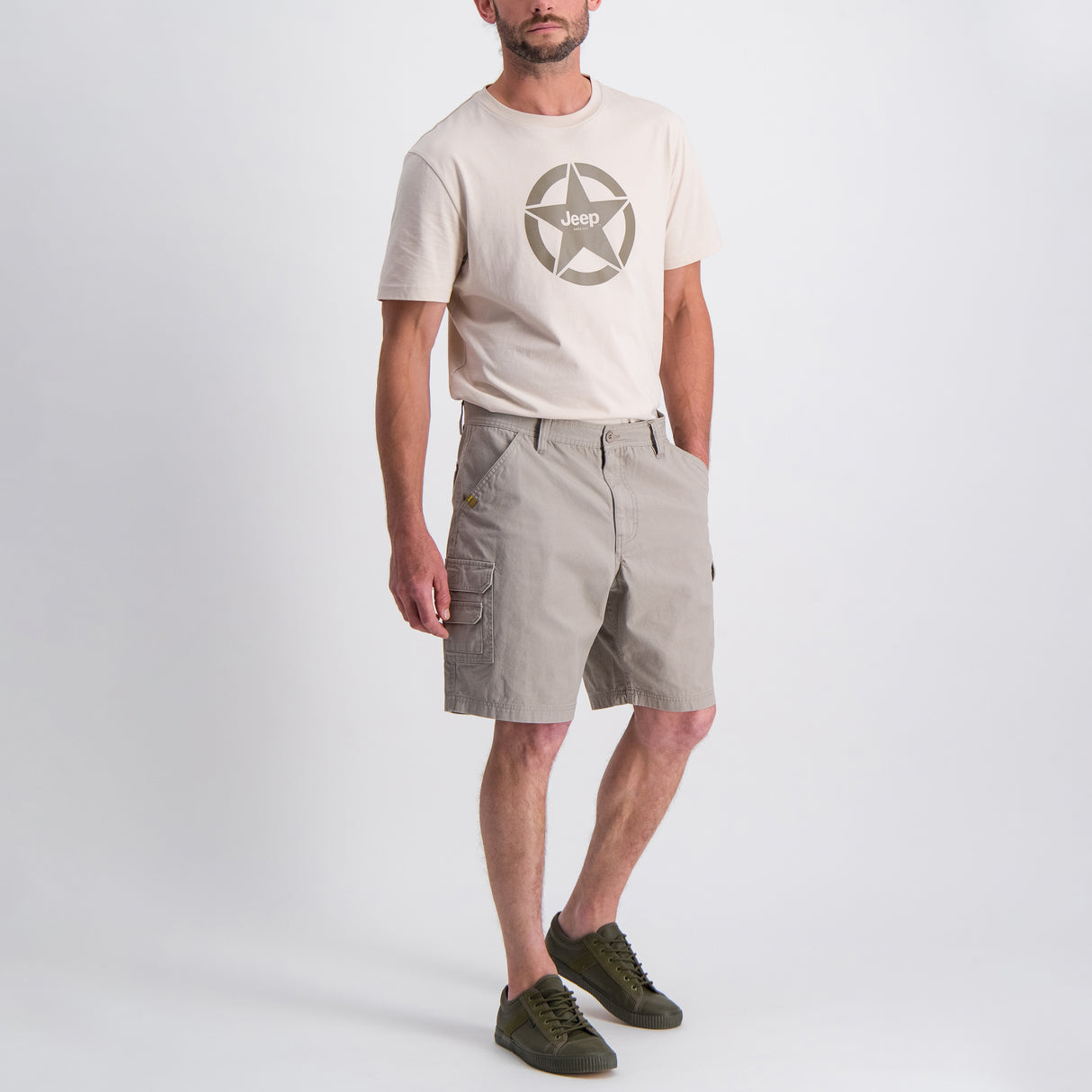 Jeep 21cm Fixed Waist Cargo Shorts