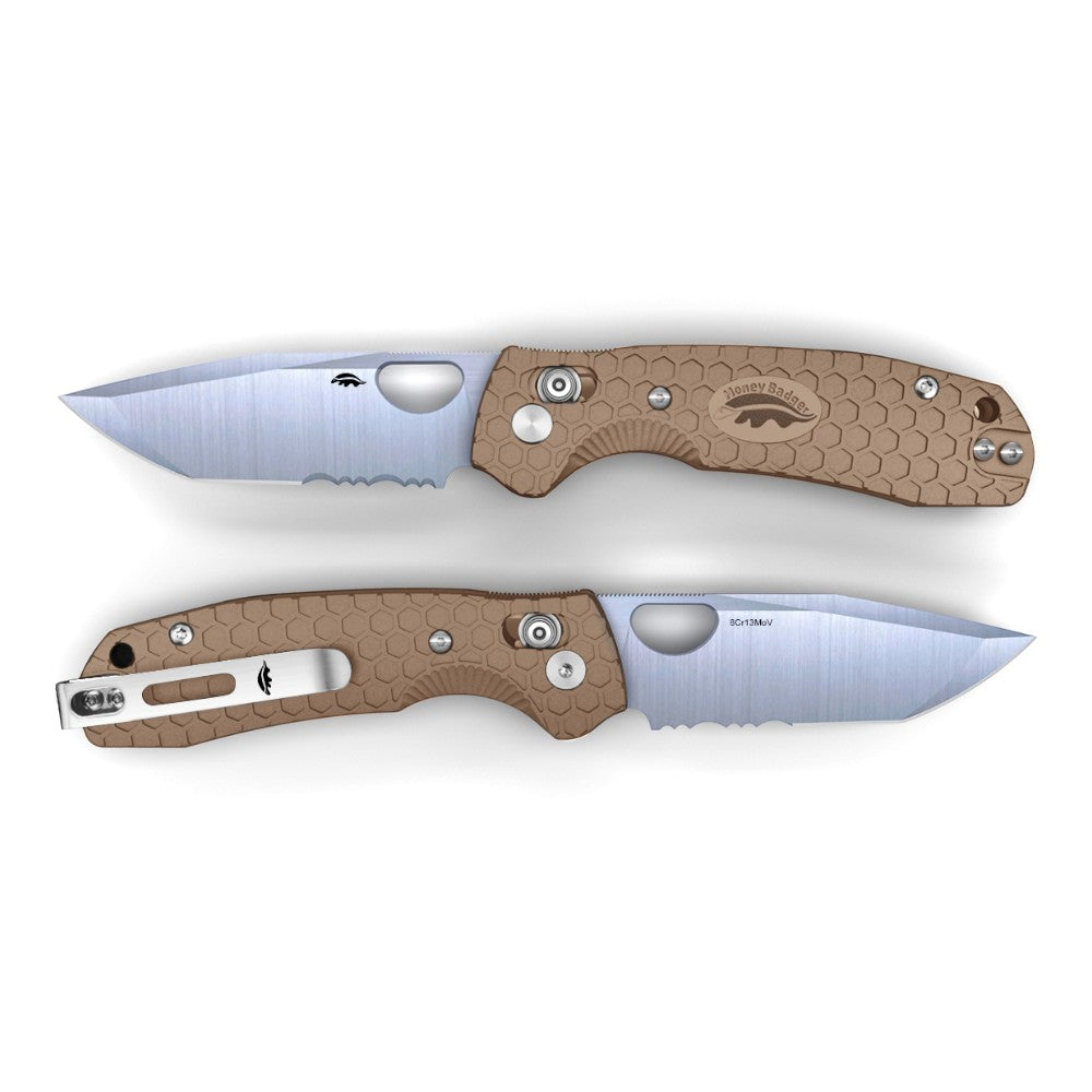 Honey Badger Cross-Bolt Tanto 50/50 8Cr13Mov - Med/Large