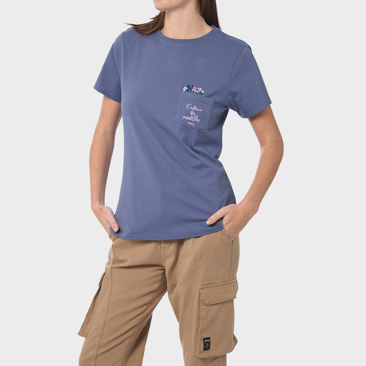Jeep Ladies Fashion Pocket Embellished T-Shirt