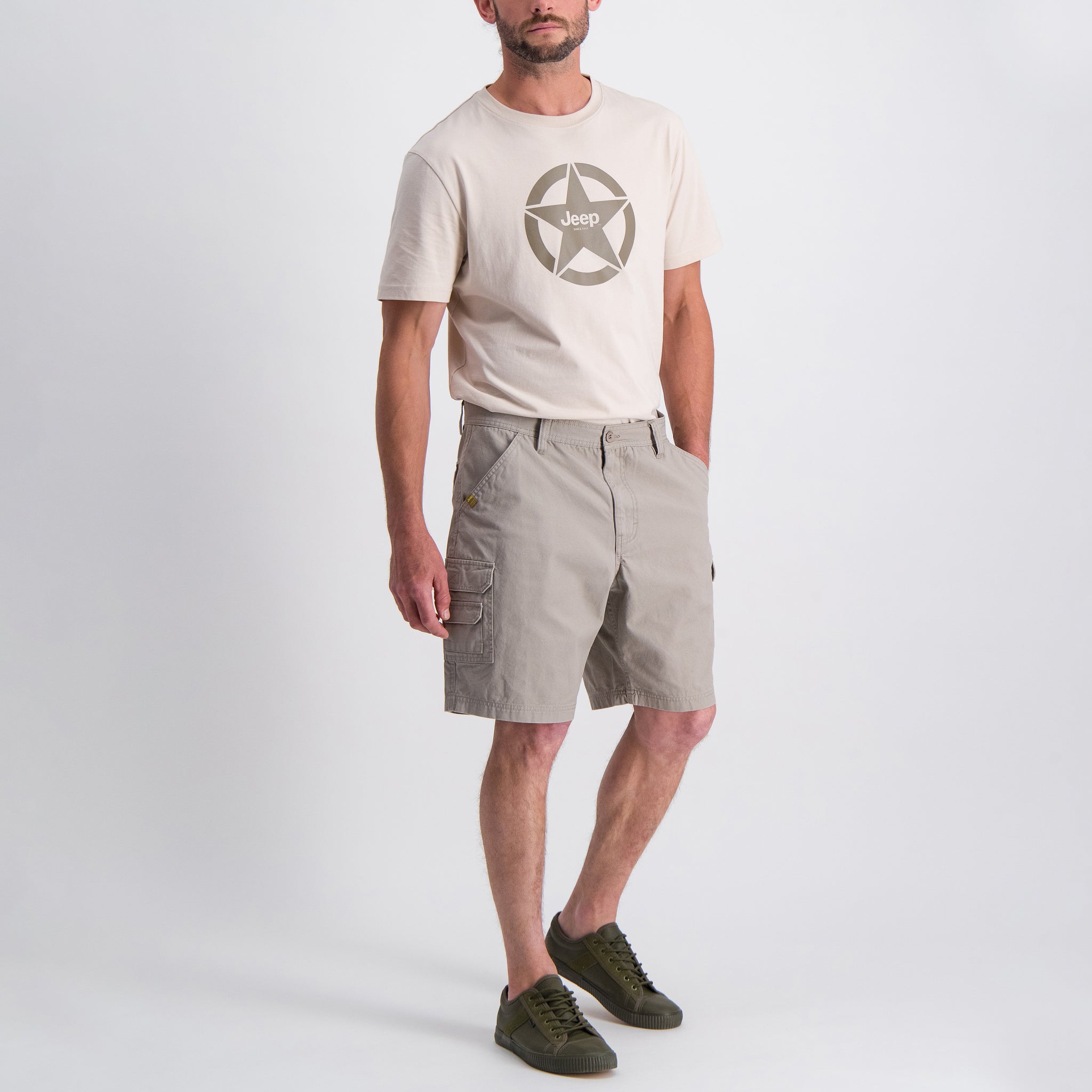 Jeep 21cm Fixed Waist Cargo Shorts